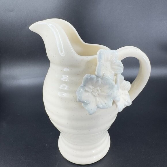 Grasslands Road Ceramic Small Pitcher Creamer With 3D Flowers Carafe Jug - Picture 3 of 12